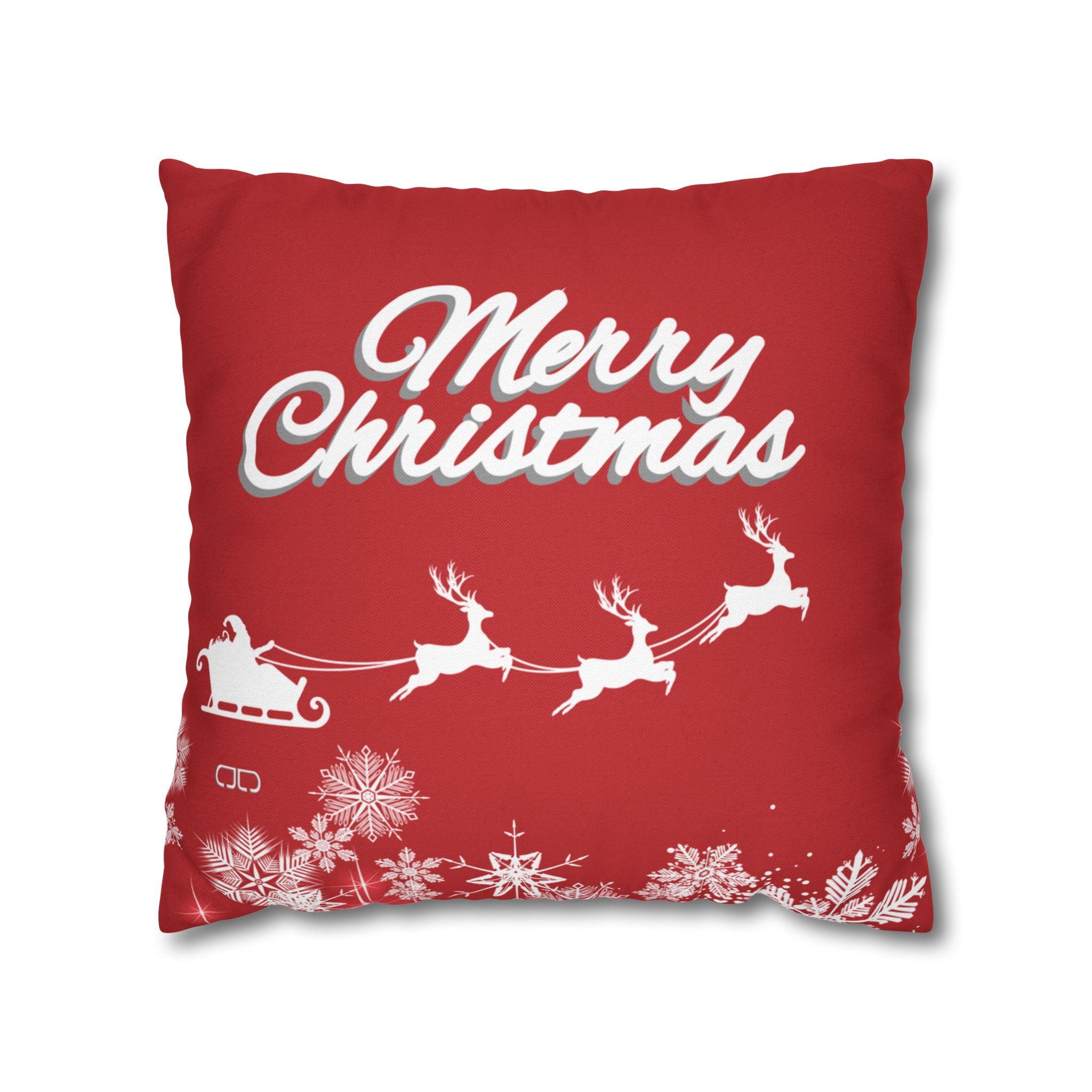 Merry Christmas Red Santa Sleigh Decorative Pillowcase