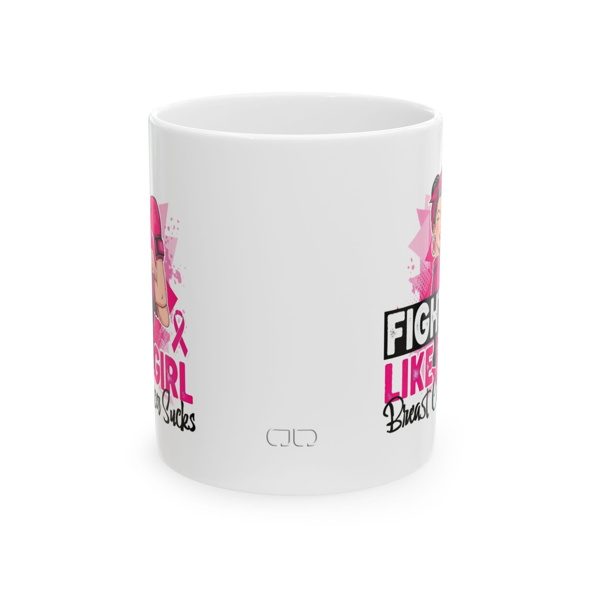 Empowerment Ceramic Mug, Inspirational Gift for Her, Breast Cancer Awareness, Motivational Quote Coffee Cup, Celebrate Strength and Courage