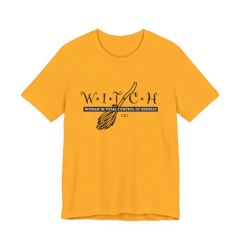 Witch Woman In Control of Herself Tee - Unisex Jersey Short Sleeve Shirt, Perfect for Witches, Gift for Halloween, Spiritual Wear, Self-Empowerment Apparel