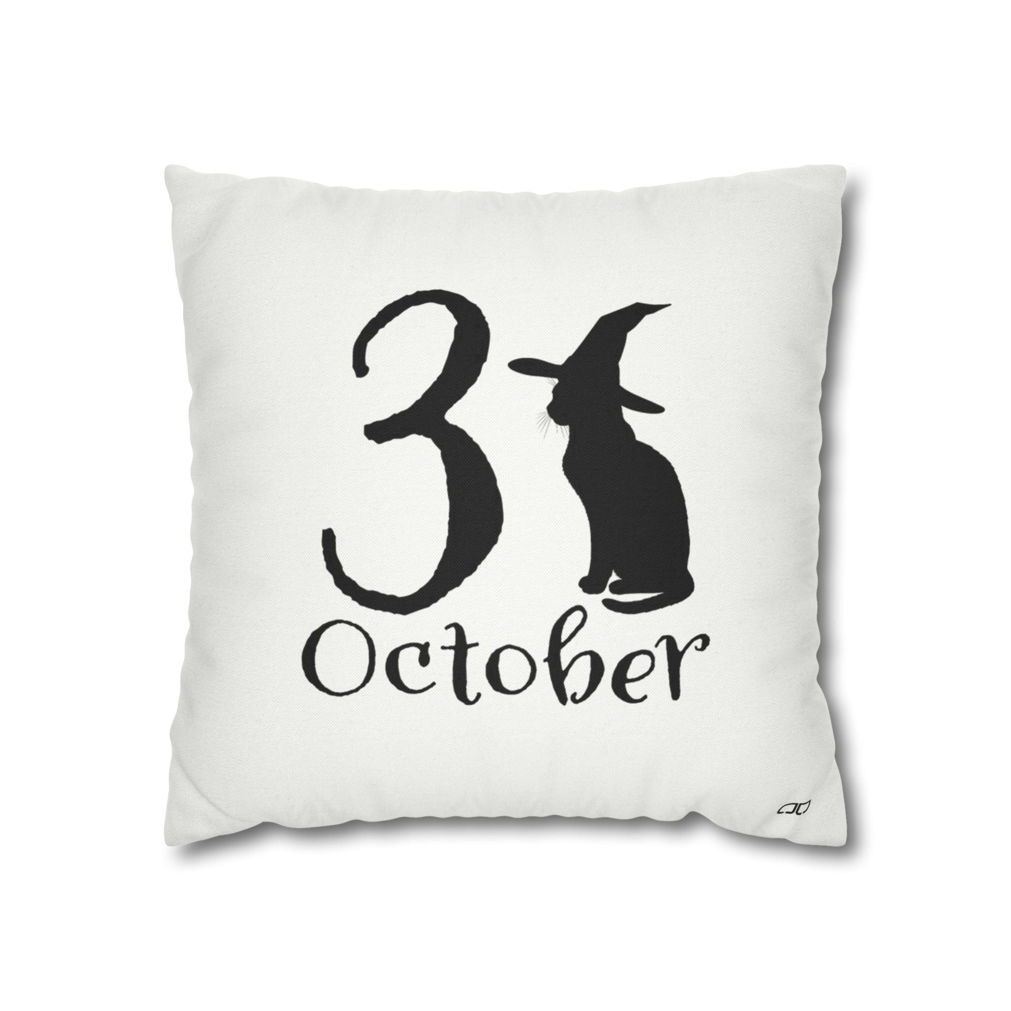 Spooky October Pillowcase, Halloween Decor, Cozy Home Accessory, Gift for Fall, Witch-Themed Cushion Cover