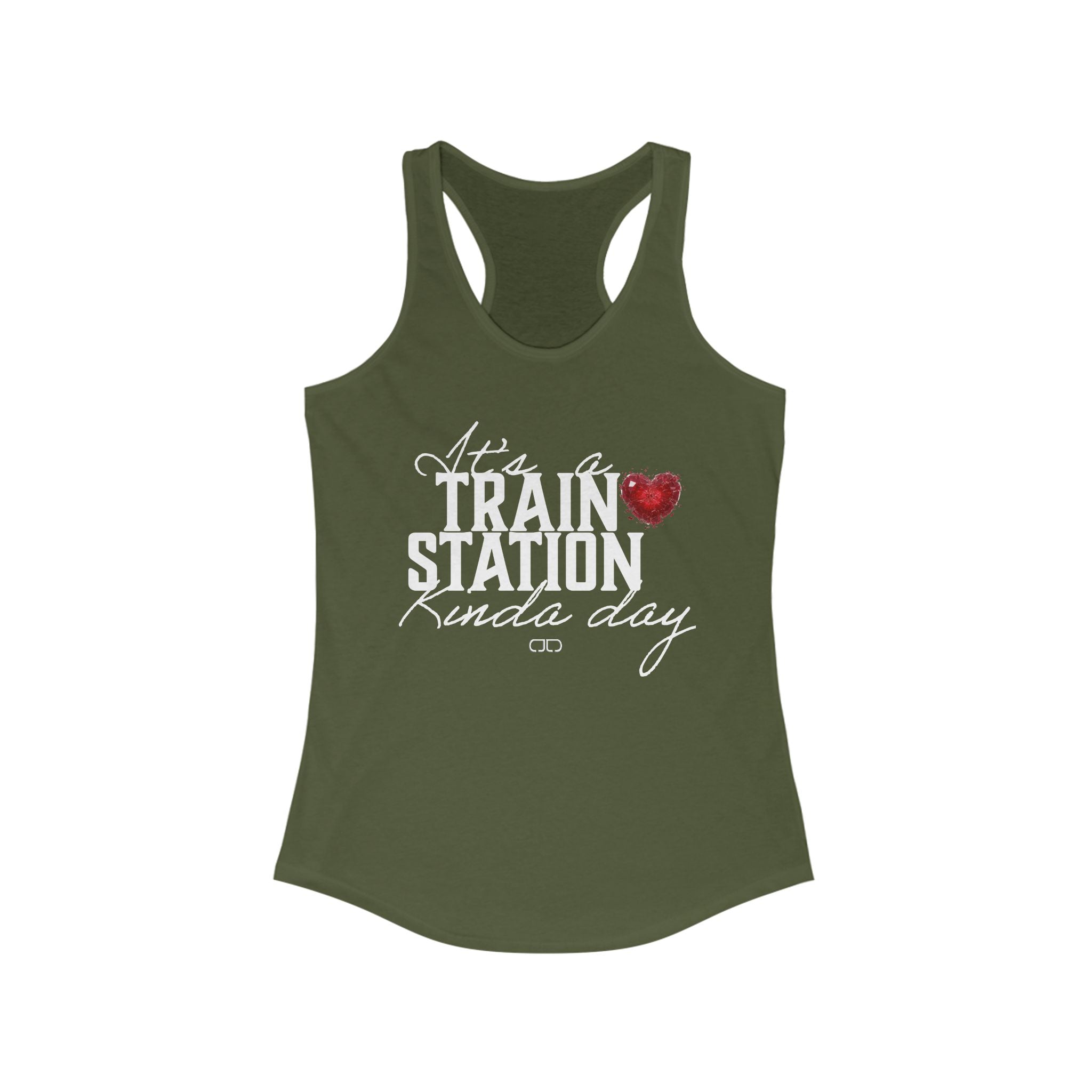 Train Station Heart Racerback Tank - Perfect for Summer, Workout, Gifts, Travel, Casual Wear