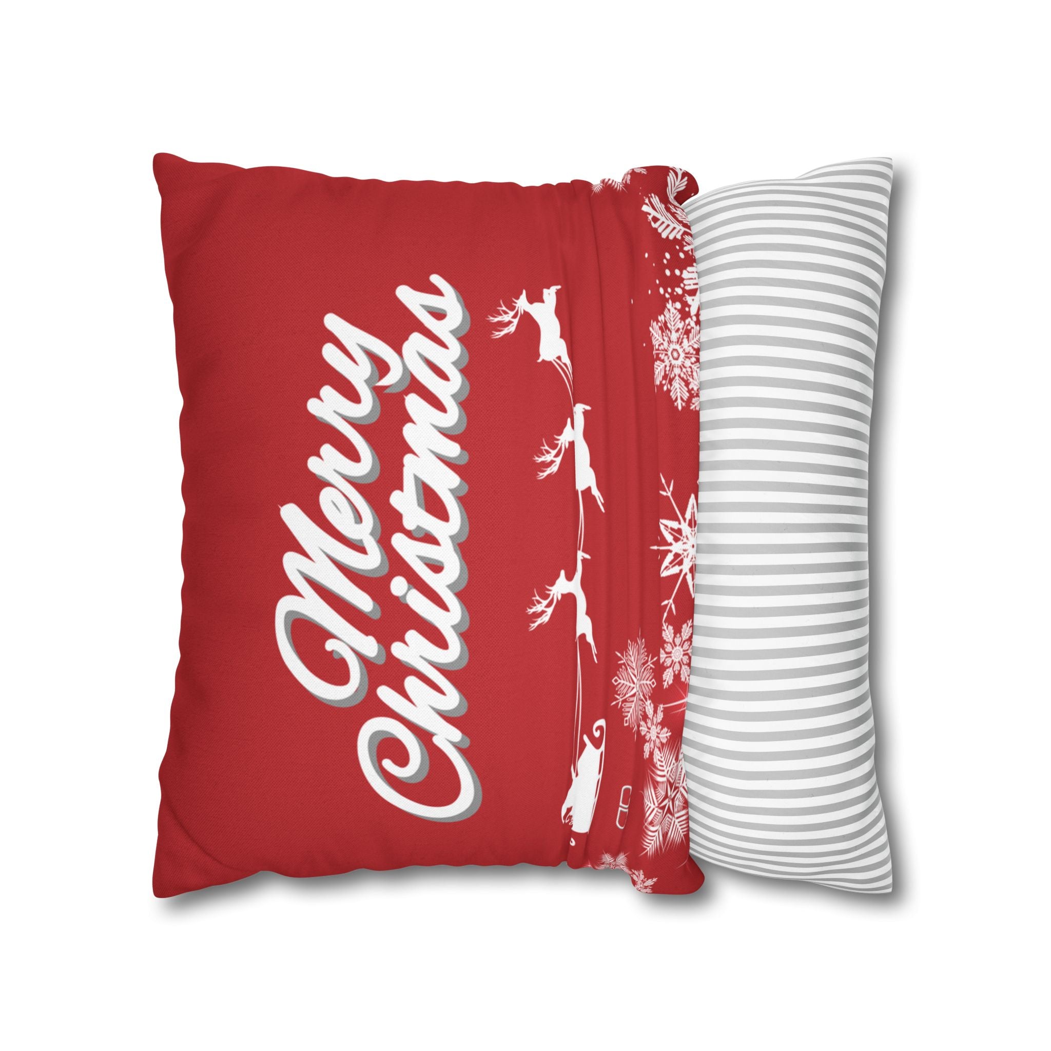 Merry Christmas Red Santa Sleigh Decorative Pillowcase