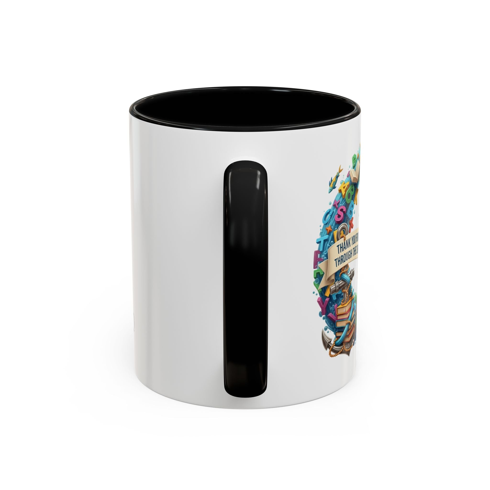 Sea of Literacy Colorful Book Lover's Accent Coffee Mug | Perfect for Home, Office, or Gift | Reading, Study, Library Decor, Teacher Appreciation