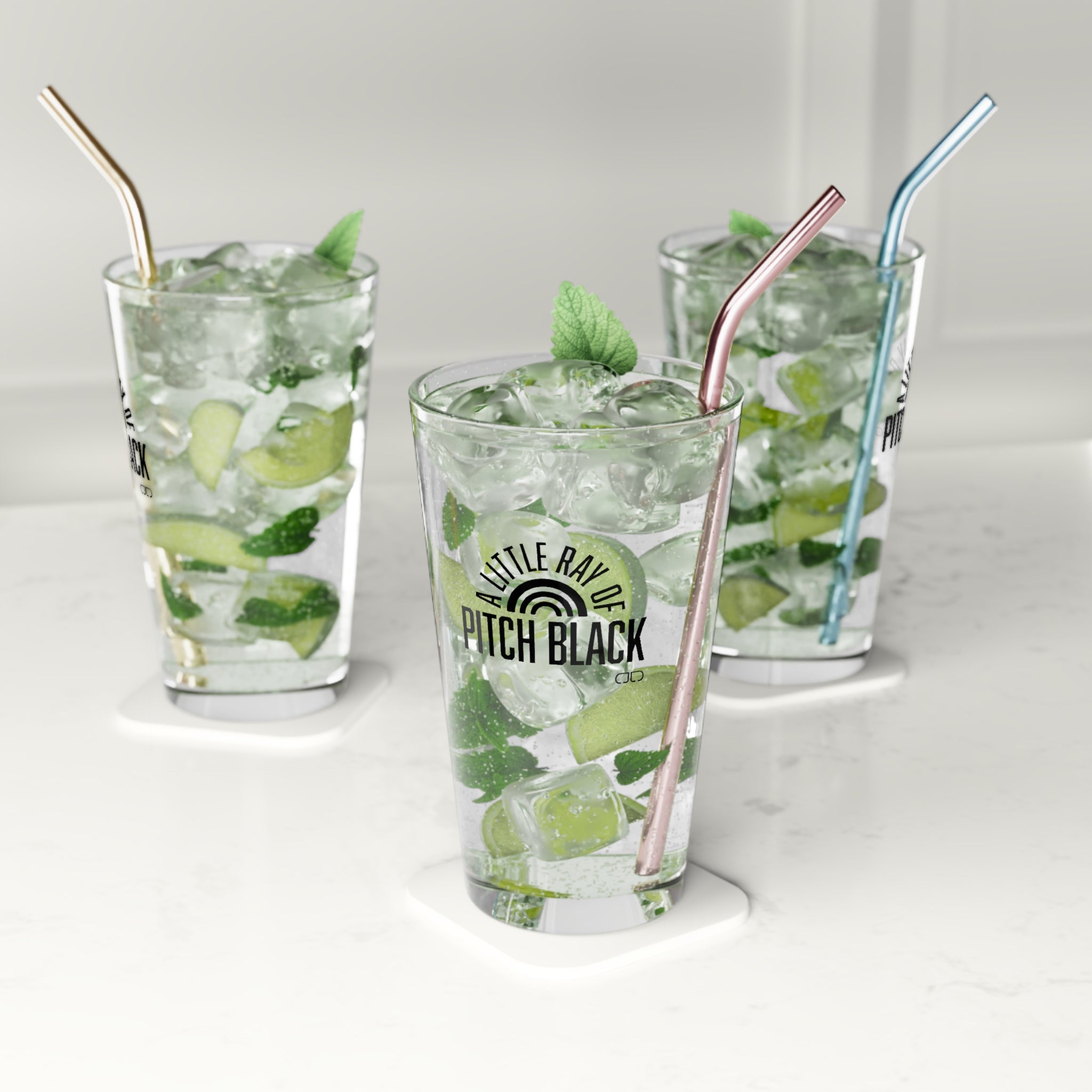 A Little Ray of Pitch Black Pint Glass, Motivational Drinkware, Gift for Beer Lovers, Customizable Pint, Perfect for Celebrations