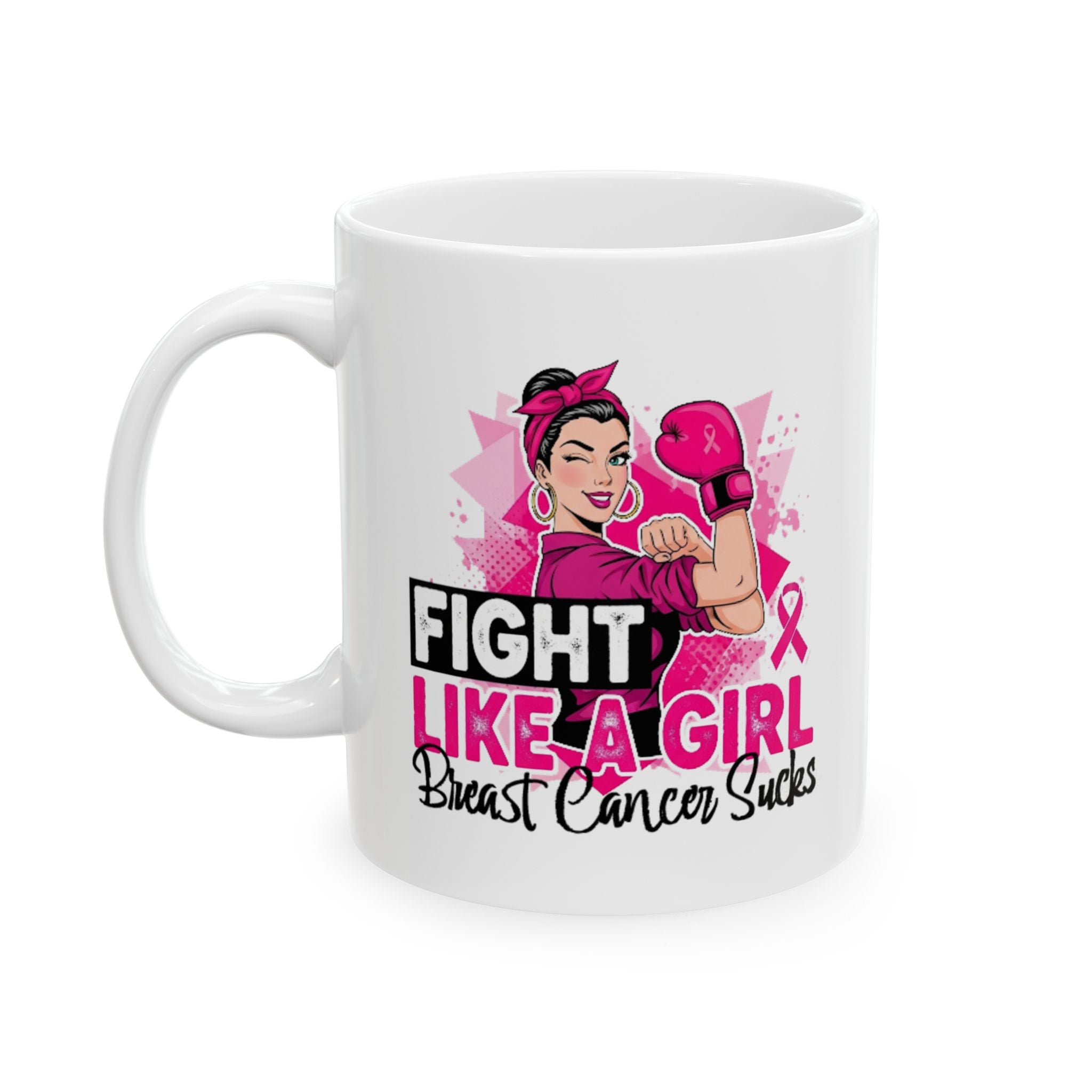 Empowerment Ceramic Mug, Inspirational Gift for Her, Breast Cancer Awareness, Motivational Quote Coffee Cup, Celebrate Strength and Courage