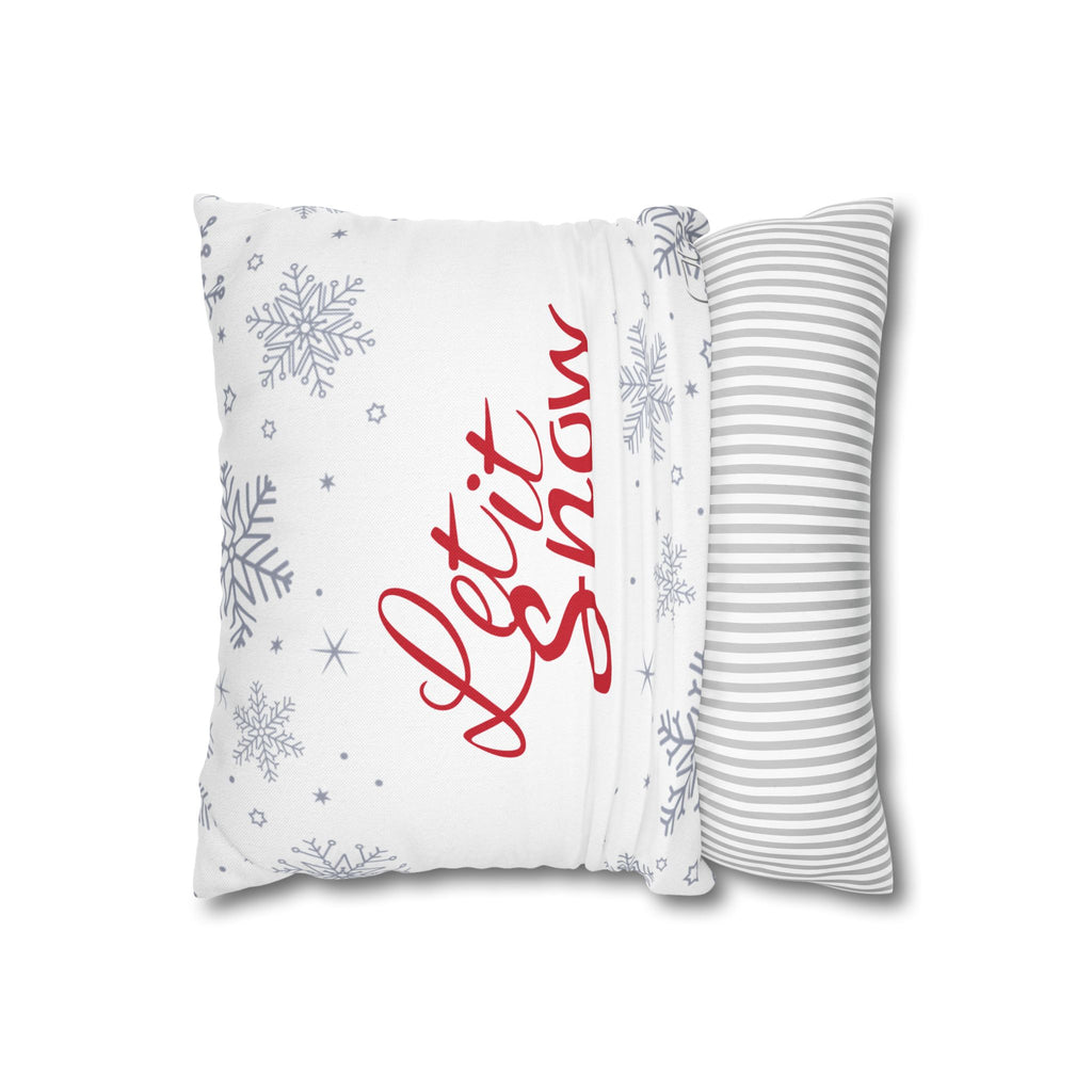 Let It Snow Holiday Pillowcase - Festive Snowflake Decorative Throw Pillow