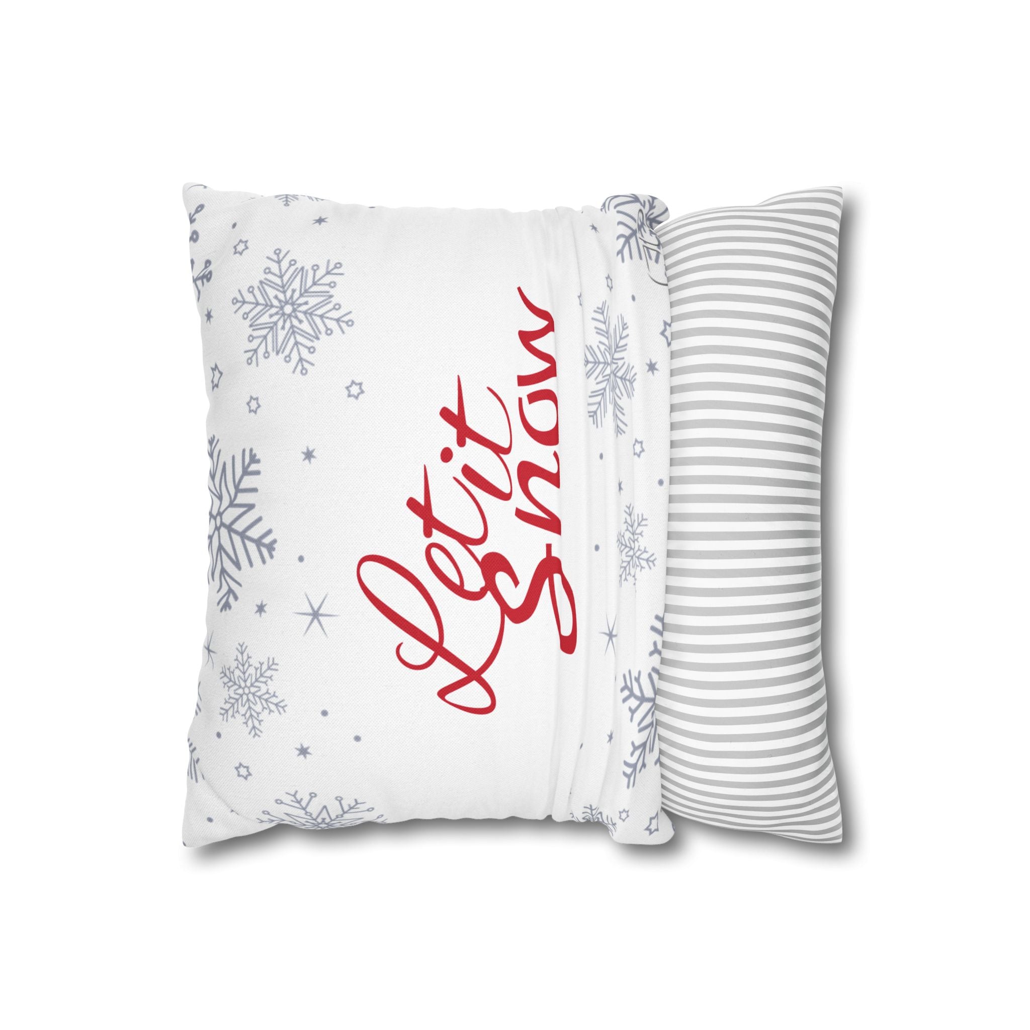 Let It Snow Holiday Pillowcase - Festive Snowflake Decorative Throw Pillow