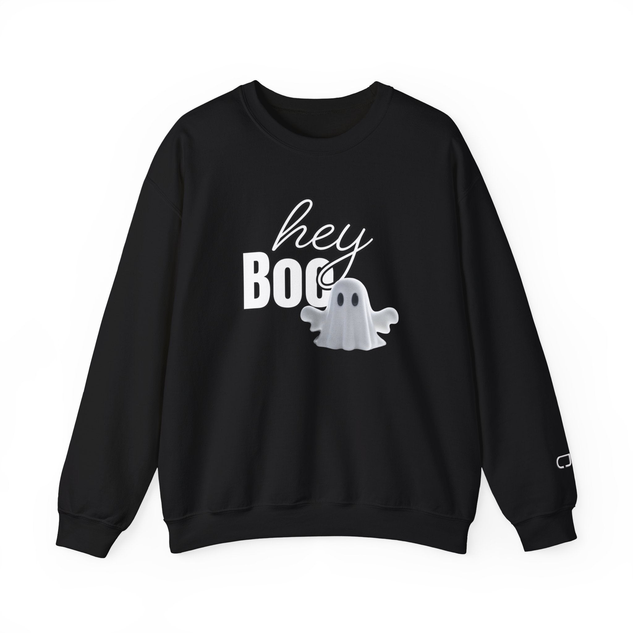 Hey Boo Ghost Unisex Heavy Blend™ Crewneck Sweatshirt, Halloween Sweatshirt, Spooky Apparel, Fall Fashion, Cozy Casual Wear