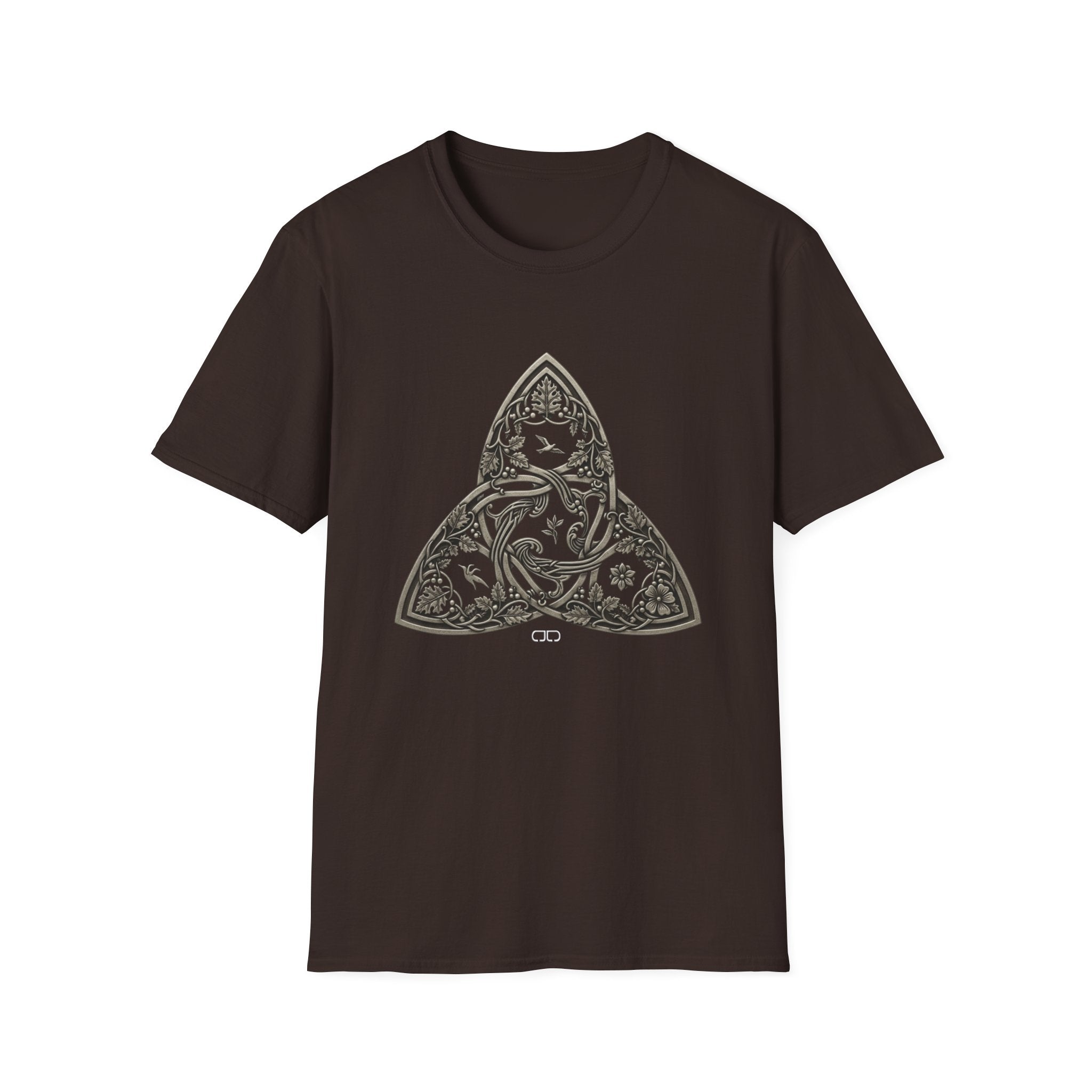 Celtic style Triquetra in a Softstyle T-Shirt, Casual Wear, Gift for Him/Her, Festival Clothing, Unique Graphic Tee, Nature Lovers T-Shirt