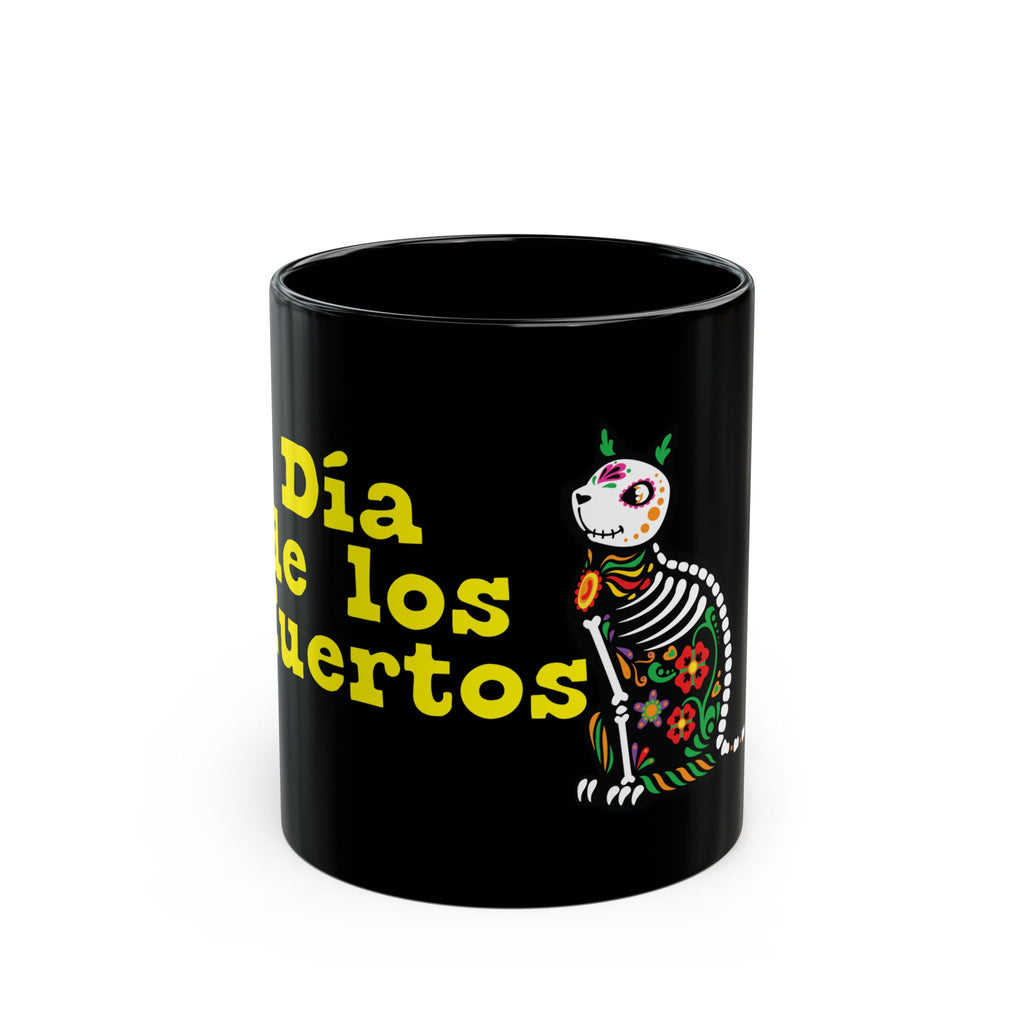 Dia de los Muertos Black Mug | Sugar Skull Coffee Cup, Halloween Mug, Day of the Dead Gift, Halloween Decor, Unique Kitchen Accessory