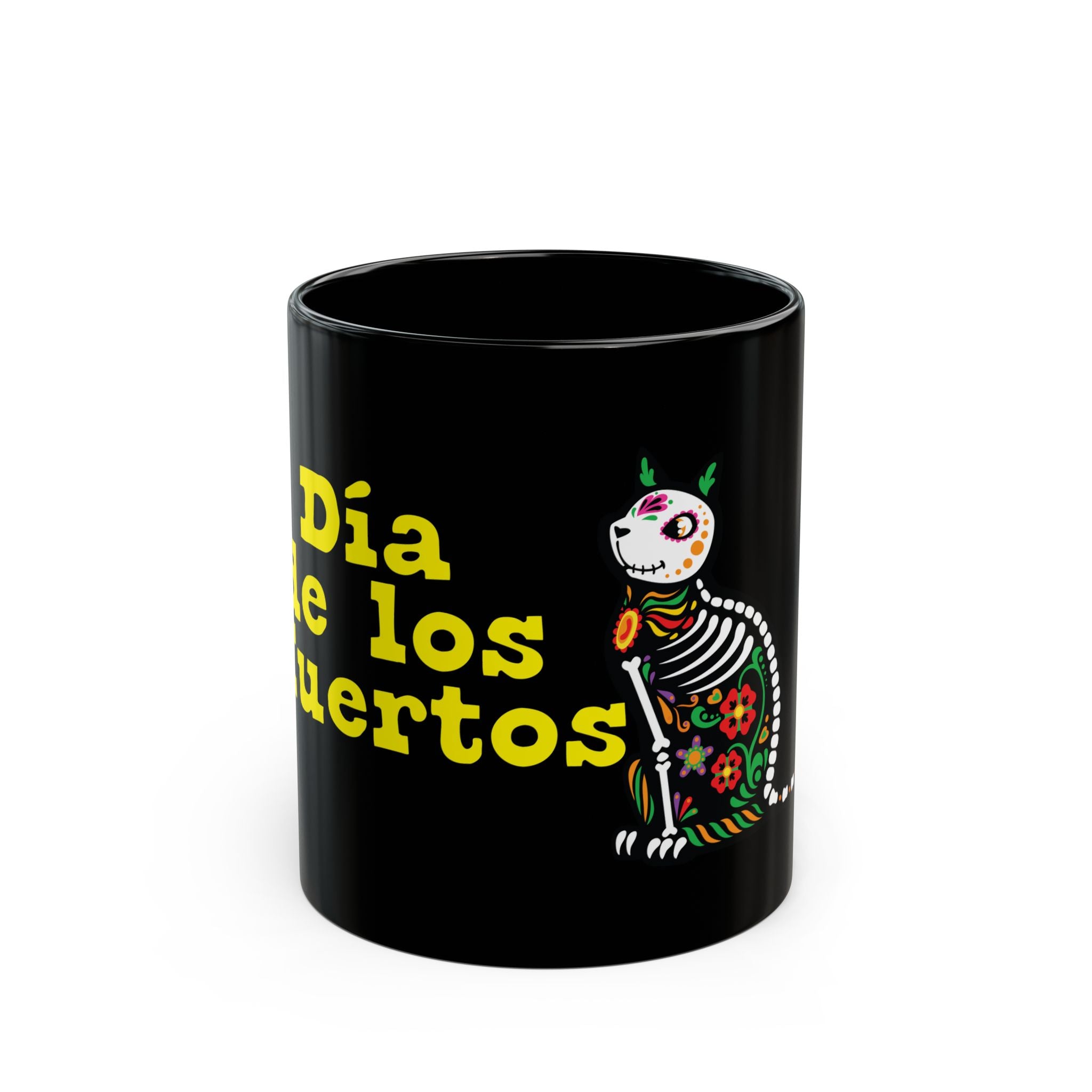 Dia de los Muertos Black Mug | Sugar Skull Coffee Cup, Halloween Mug, Day of the Dead Gift, Halloween Decor, Unique Kitchen Accessory