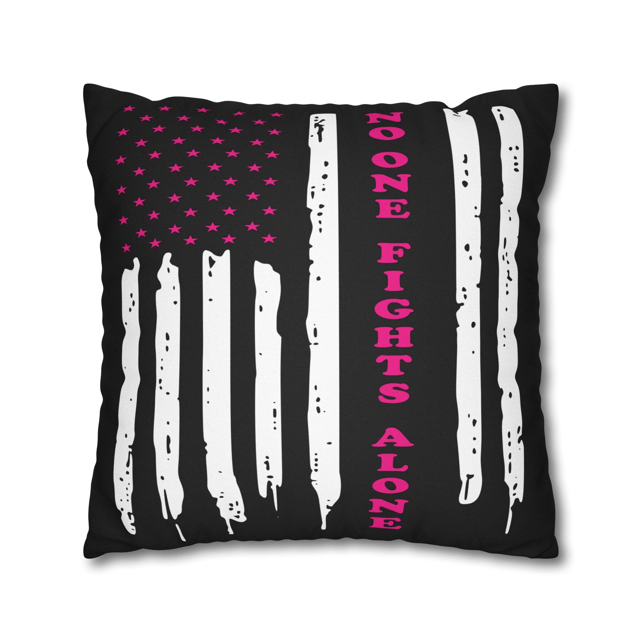 Breast Cancer Awareness Patriotic Flag Pillowcase - Home Decor, Gift for Veterans, USA Pride, Supportive Decor, Motivational Quotes