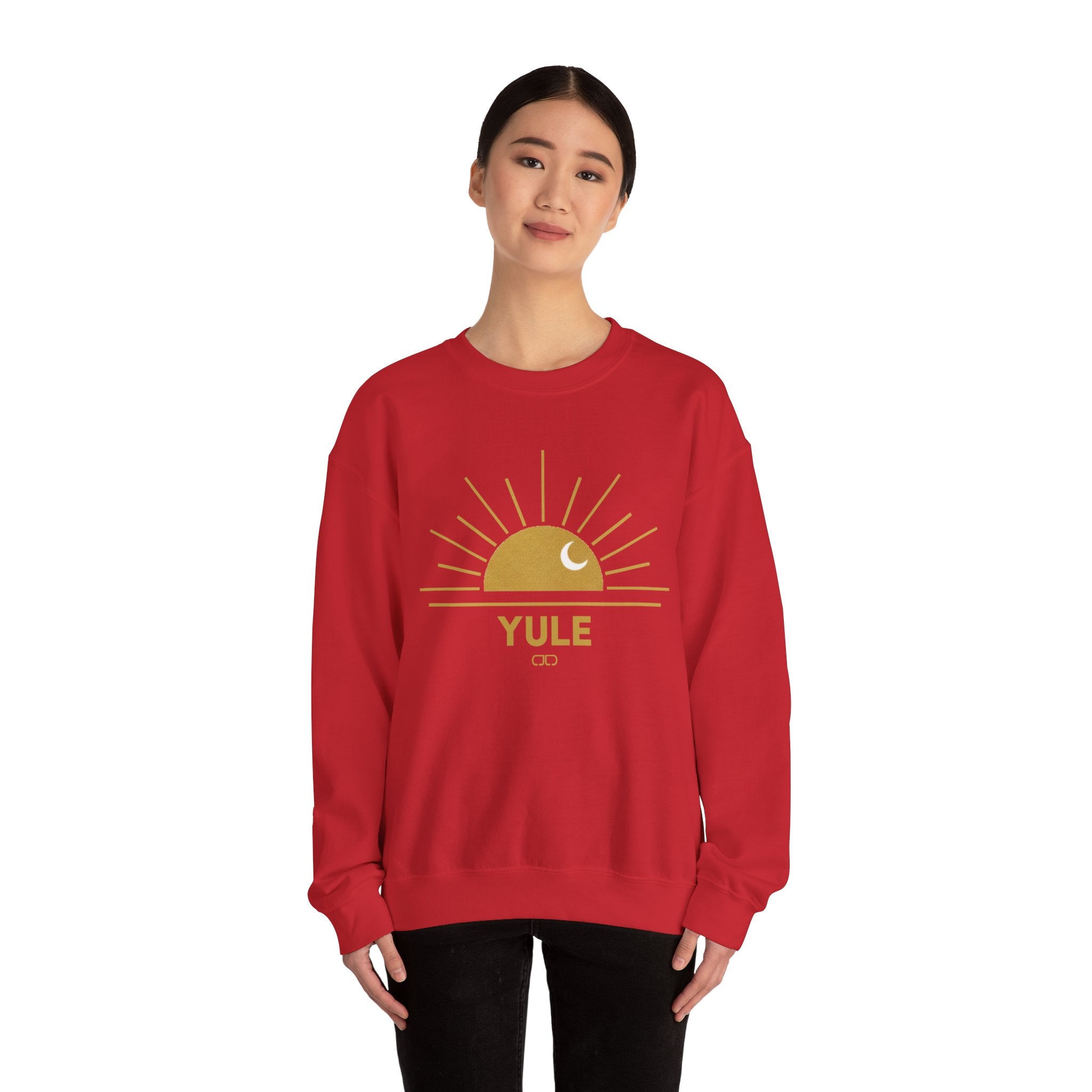 Yule Sunset Crewneck Sweatshirt — Golden Moon Holiday Sweatshirt