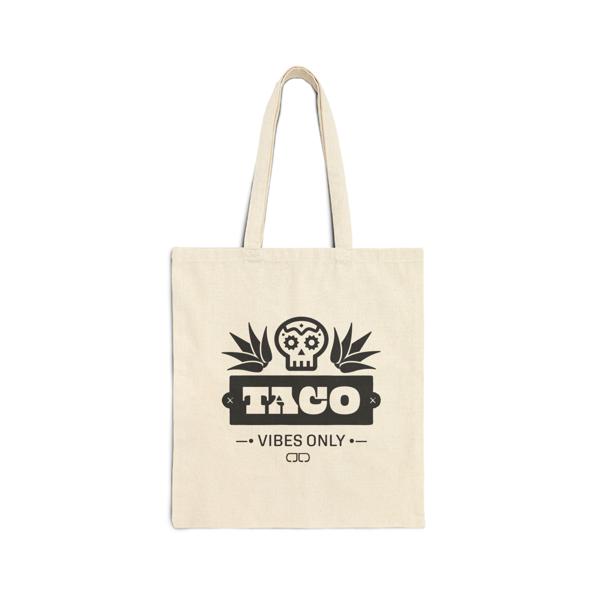 Taco Vibes Tote Bag | Fun Cotton Canvas Bag, Grocery Shopper, Eco-Friendly Gift, Festival Accessory, Everyday Use