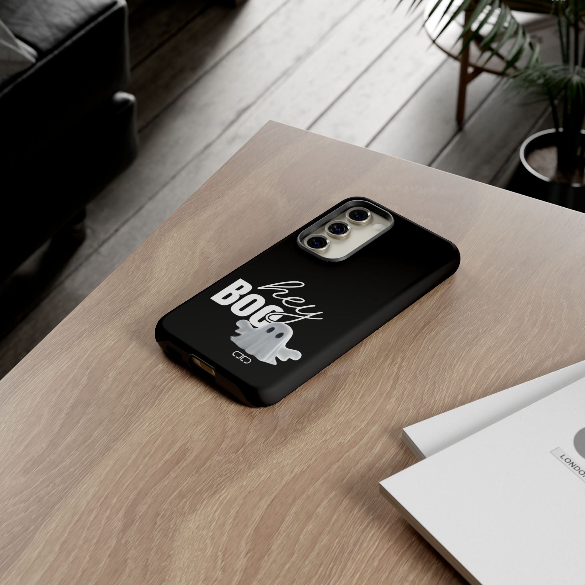 Hey Boo Tough Case, Ghost-Themed Phone Case, Cute Halloween Accessory, Spooky Gift for Friends, Tech Halloween Decor