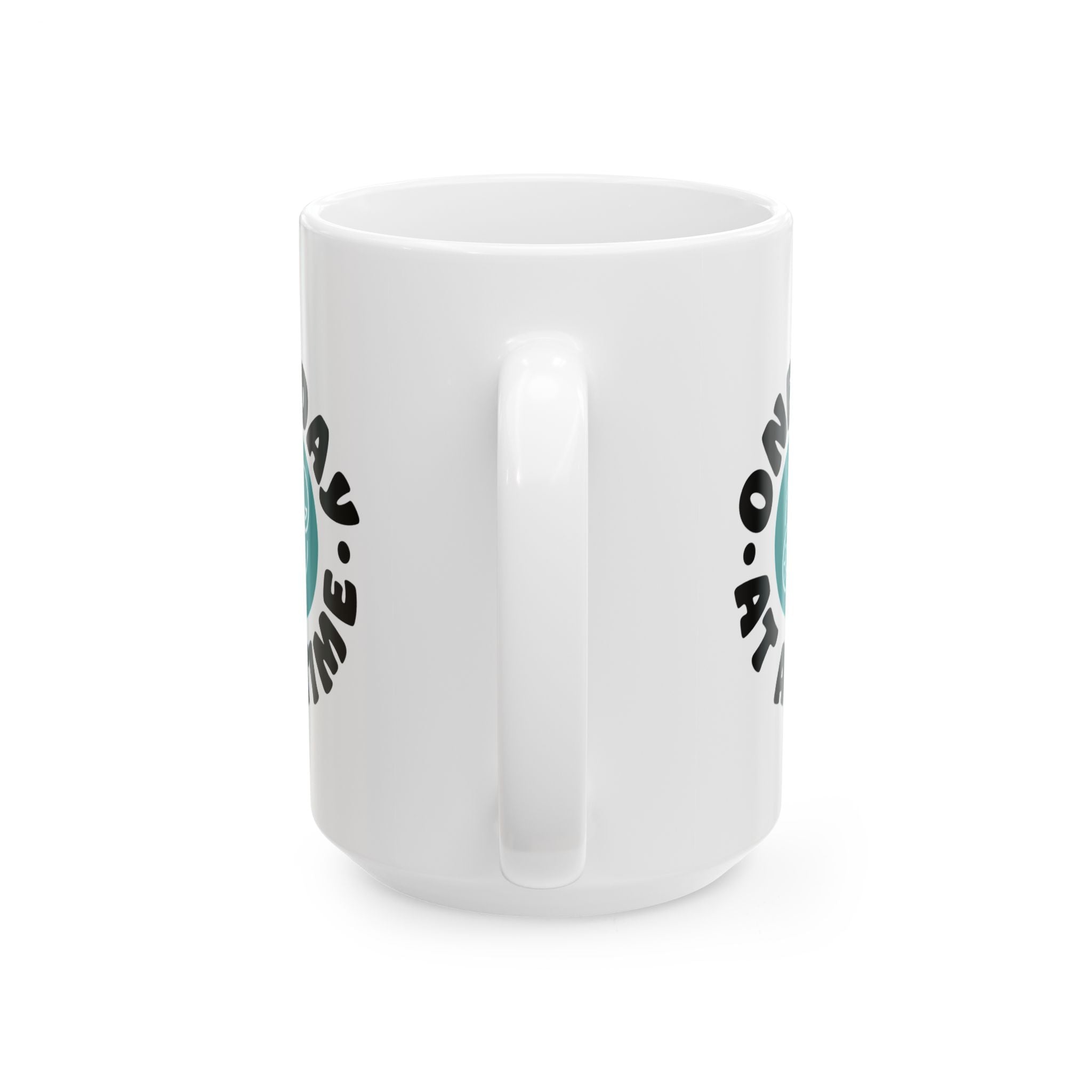 One Day At A Time Ceramic Mug with Positive Vibes Design, Motivational Coffee Cup, Gift for Friends, Inspirational Mug, Home or Office Decor