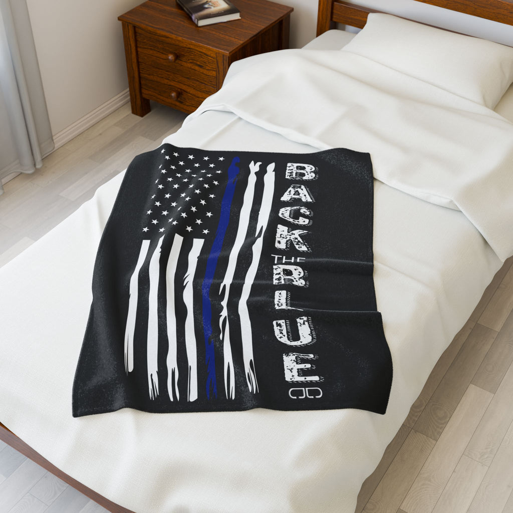 Supportive Police Velveteen Blanket, Comfort Gift, Law Enforcement Tribute, Cozy Home Decor, Back the Blue Decor