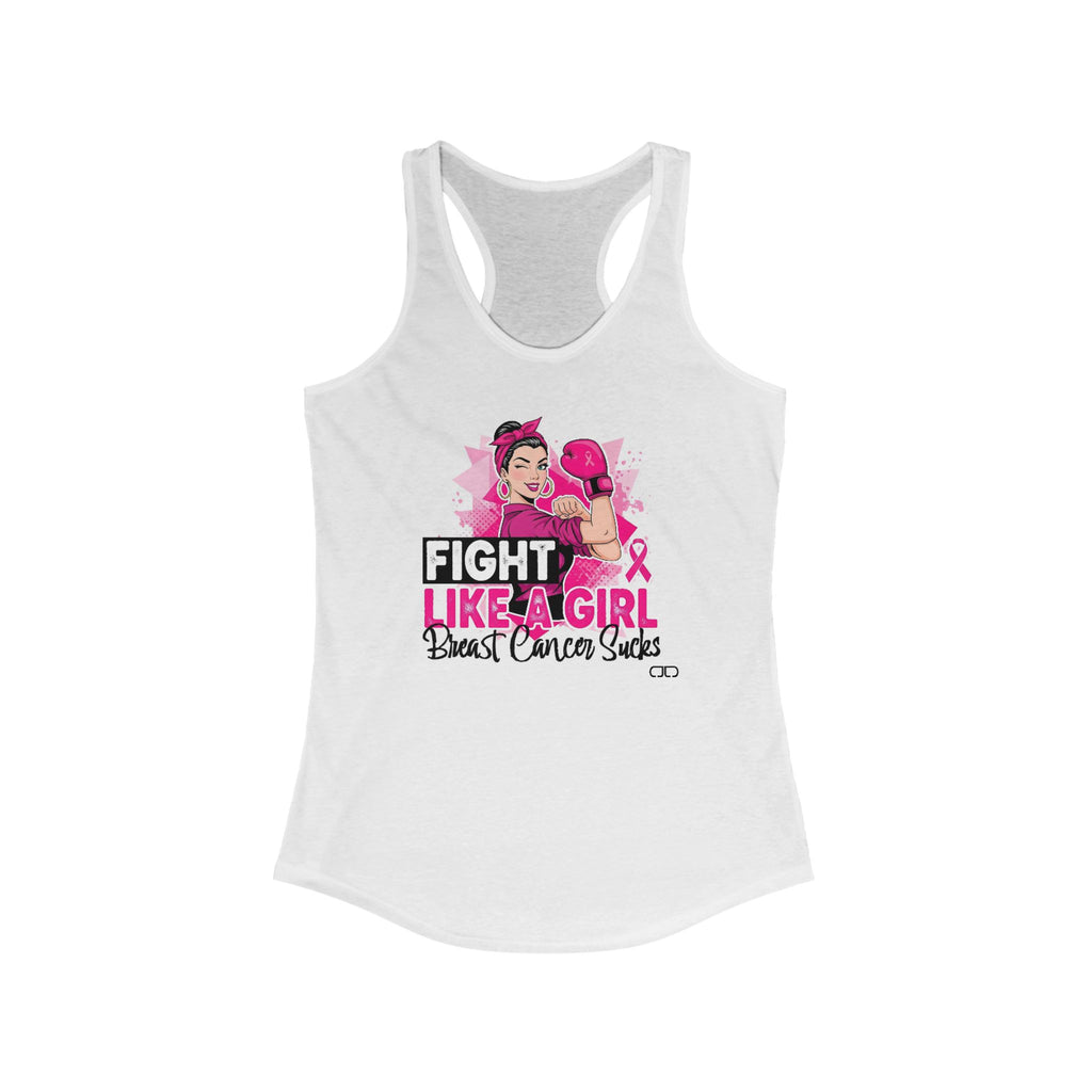 Fight Like a Girl, Empowering Women's Racerback Tank - Fitness Shirt, Breast Cancer Awareness Top, Workout Gear, Inspirational Apparel