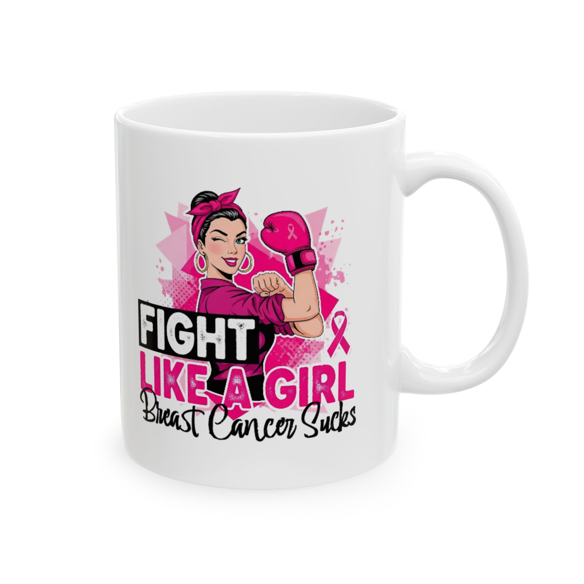 Empowerment Ceramic Mug, Inspirational Gift for Her, Breast Cancer Awareness, Motivational Quote Coffee Cup, Celebrate Strength and Courage