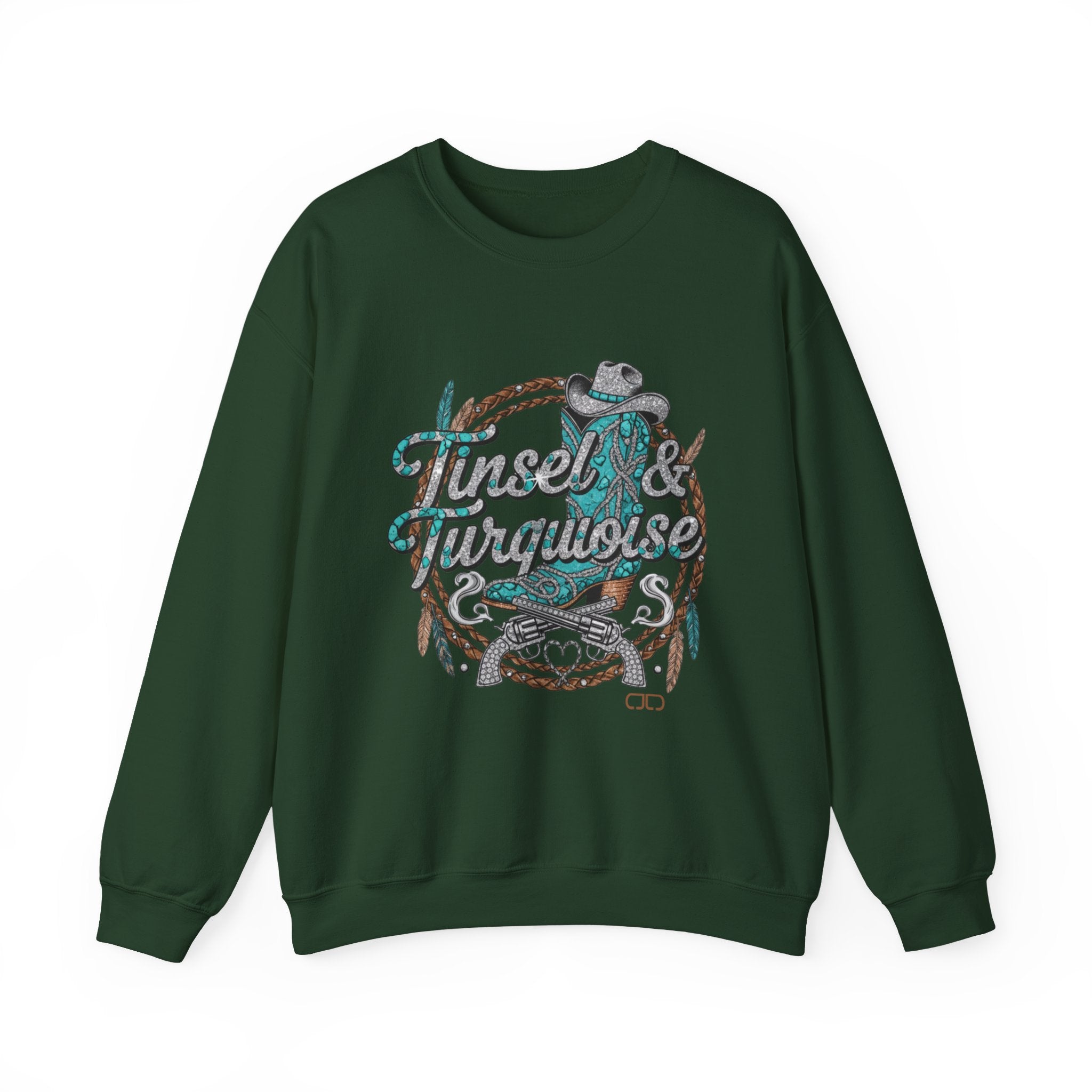 Tinsel & Turquoise Sweatshirt — Western Christmas Crewneck
